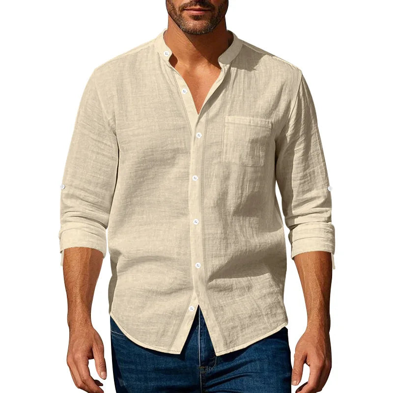 Luxe Mandarin Linen Shirt