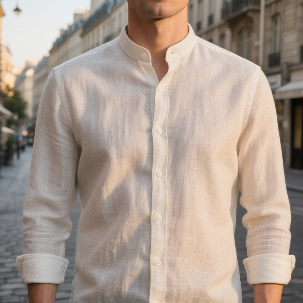 Luxe Mandarin Linen Shirt