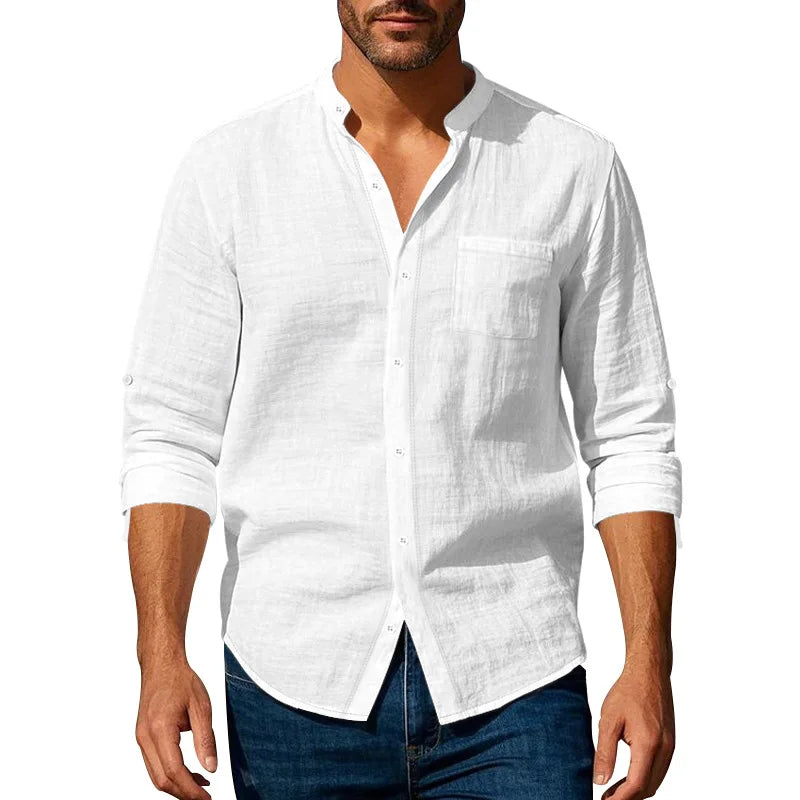 Luxe Mandarin Linen Shirt
