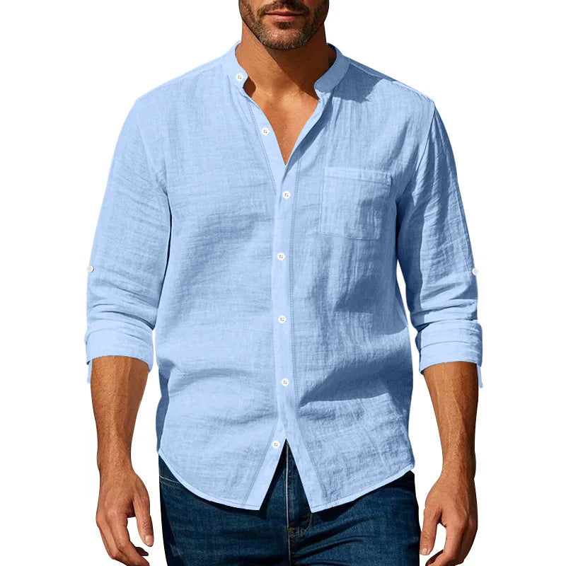 Luxe Mandarin Linen Shirt